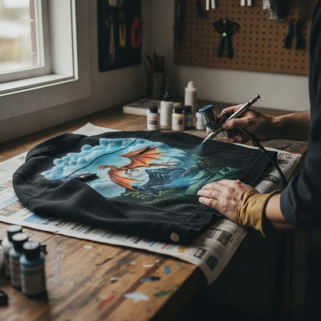 Custom Jacket Airbrushing Design no peoples faces just hand